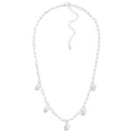 Wholesale matte Metal Paperclip Chain Link Necklace Pearl Charms L Extender L