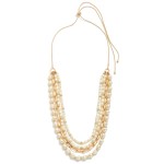 Wholesale snake ChainNecklace Layered Pearl Strands Metal Tones Paperclip Chain