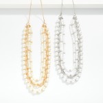 Wholesale snake ChainNecklace Layered Pearl Strands Metal Tones Paperclip Chain