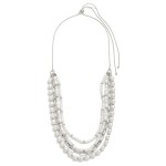 Wholesale snake ChainNecklace Layered Pearl Strands Metal Tones Paperclip Chain