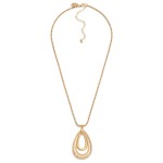 Wholesale snake Metal Chain Necklace Teardrop Linked Hoop Beaded Detail Pendent