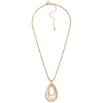Wholesale snake Metal Chain Necklace Teardrop Linked Hoop Beaded Detail Pendent