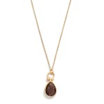 Wholesale metal Chain Link Necklace Necklace Glittery Stone Teardrop Pendent L E