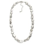 Wholesale chunky Barque Metal Beaded Chain Necklace Pearl Accents L Extender L