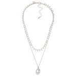 Wholesale layered Chain Link Necklace Pearls Rhinestone Pendent L Extender L