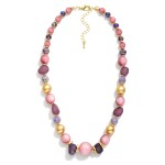 Wholesale beaded Necklace Stones Metal Tones Faceted Beads L Extender L