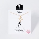 Wholesale dainty Chain Link Necklace Cubic Zirconia Music Note Symbol Pendant L