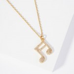 Wholesale dainty Chain Link Necklace Cubic Zirconia Music Note Symbol Pendant L