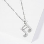Wholesale dainty Chain Link Necklace Cubic Zirconia Music Note Symbol Pendant L