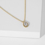 Wholesale dainty Chain Link Necklace Cubic Zirconia Teardrop Pendant L Extender