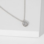 Wholesale dainty Chain Link Necklace Cubic Zirconia Teardrop Pendant L Extender