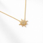 Wholesale dainty Chain Link Necklace Cubic Zirconia Sun Pendant L Extender L Hyp