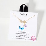 Wholesale dainty Chain Link Necklace Cubic Zirconia Butterfly Pendant L Extender