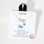 Wholesale dainty Chain Link Necklace Cubic Zirconia Butterfly Pendant L Extender