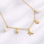 Wholesale dainty Chain Link Necklace Metal Beach Pearl Charms L Extender L Hypoa