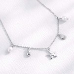Wholesale dainty Chain Link Necklace Metal Beach Pearl Charms L Extender L Hypoa