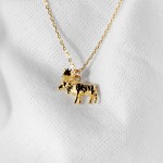 Wholesale dainty Chain Link Necklace Metal Moose Pendant L Extender L Hypoallerg