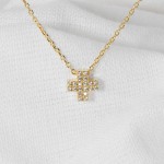 Wholesale dainty Chain Link Necklace Cubic Zirconia Plus Cross Pendant L Extende