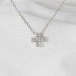 Wholesale dainty Chain Link Necklace Cubic Zirconia Plus Cross Pendant L Extende