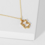 Wholesale dainty Chain Link Necklace Cubic Zirconia Puzzle Piece Pendant L Exten