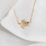 Wholesale dainty Chain Link Necklace Cubic Zirconia Sea Turtle Pendant L Extende