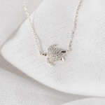Wholesale dainty Chain Link Necklace Cubic Zirconia Sea Turtle Pendant L Extende