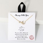 Wholesale dainty Chain Link Necklace Cubic Zirconia Star Moon Pendant L Extender