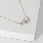 Wholesale dainty Chain Link Necklace Cubic Zirconia Star Moon Pendant L Extender