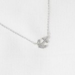 Wholesale dainty Chain Link Necklace Cubic Zirconia Anchor Pendant L Extender L