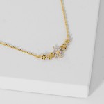 Wholesale dainty Chain Link Necklace Cubic Zirconia Flower Cluster Pendant L Ext