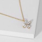 Wholesale dainty Chain Link Necklace Cubic Zirconia Flower Pendant L Extender L