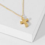 Wholesale dainty Chain Link Necklace Textured Metal Cross Pendant L Extender L H
