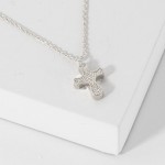 Wholesale dainty Chain Link Necklace Textured Metal Cross Pendant L Extender L H