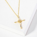 Wholesale dainty Chain Link Necklace Cubic Zirconia Cross Pendant L Extender L H