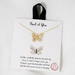 Wholesale dainty Chain Link Necklace Cubic Zirconia Butterfly Pendant L Extender