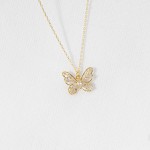 Wholesale dainty Chain Link Necklace Cubic Zirconia Butterfly Pendant L Extender
