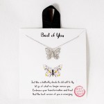 Wholesale dainty Chain Link Necklace Cubic Zirconia Butterfly Pendant L Extender