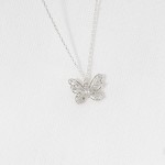 Wholesale dainty Chain Link Necklace Cubic Zirconia Butterfly Pendant L Extender