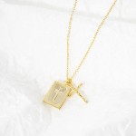 Wholesale dainty Chain Link Necklace Cross Bible Pendant L Extender L Hypoallerg