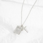 Wholesale dainty Chain Link Necklace Cross Bible Pendant L Extender L Hypoallerg