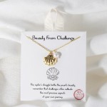 Dainty Chain Link Necklace Featuring Metal Tone Shell & Pearl Pendant 					
						
- Approximately 16" L						
- Extender 2" L						
- Hypoallergenic Brass Base						
- 18K Gold Dipped						
- Card: "The oyster's struggle births the pearl's beauty; remember that challenges often cultivate the most precious aspects of your own journey."						