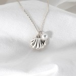 Wholesale dainty Chain Link Necklace Metal Shell Pearl Pendant L Extender L Hypo