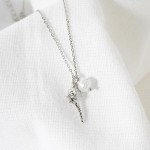 Wholesale dainty Chain Link Necklace Metal Shell Freshwater Pearl Pendants L Ext