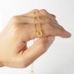 Wholesale dainty Chain Link Necklace Metal Horseshoe Pendant L Extender L Hypoal