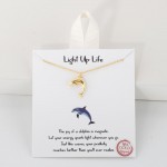 Wholesale dainty Chain Link Necklace Metal Dolphin Pendant L Extender L Hypoalle