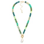 Wholesale candy Stone Beaded Necklace Baroque Pearl Toggle Clasp L Extender L