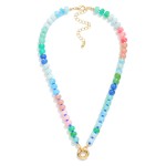 Wholesale candy Stone Beaded Necklace Toggle Clasp L Extender L