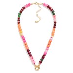 Wholesale candy Stone Beaded Necklace Toggle Clasp L Extender L