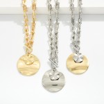 Wholesale u Link Chain Link Necklace Hammered Metal Circle Pendants Toggle Clasp