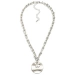 Wholesale u Link Chain Link Necklace Hammered Metal Circle Pendants Toggle Clasp